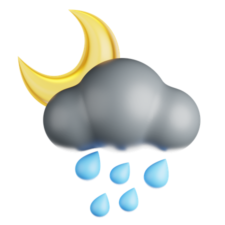 Rainy Night Weather  3D Icon