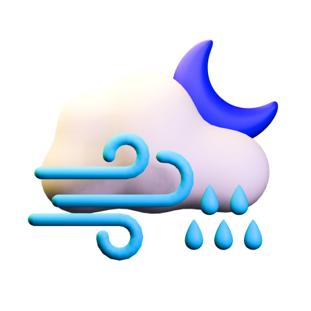 Rainy Night Weather  3D Icon