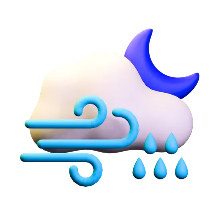 Rainy Night Weather  3D Icon