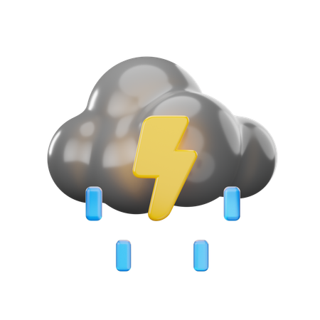 Rainy Thunder Cloud  3D Icon