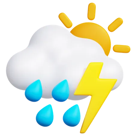 Rainy Thunderstorm  3D Icon