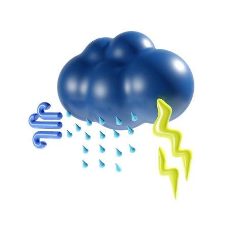 Rainy Thunderstorm  3D Icon