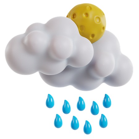 Rainy Weather with Droplets  3D Icon