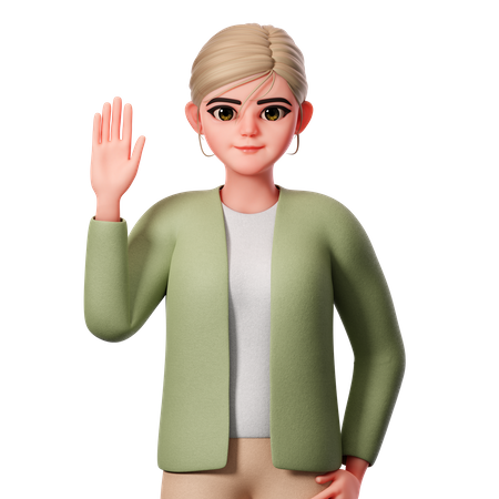 Raise Left Hand  3D Illustration