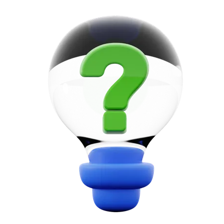 Question Mark Symbol Inside Light Bulb For Problem Solution Brainstorming 3 D Icon Illustration Render Design 3D Icon