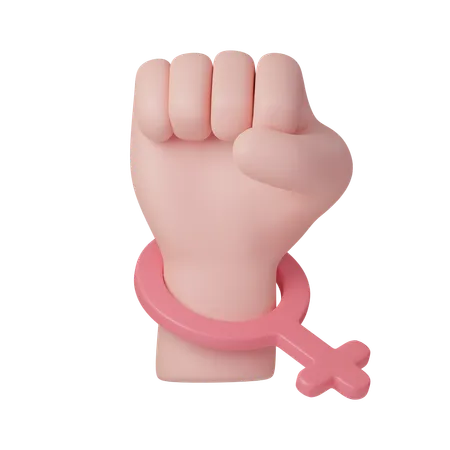 Raised Fist With Pink Female Symbol Of Power Icon International Womens Day 3 D Illustration Feminism Independence Freedom Empowerment Activism For Women Rights 3D Icon