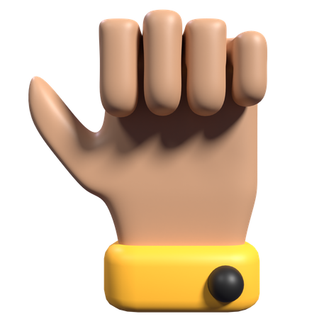 Raised Fist Hand Gesture 3D Icon