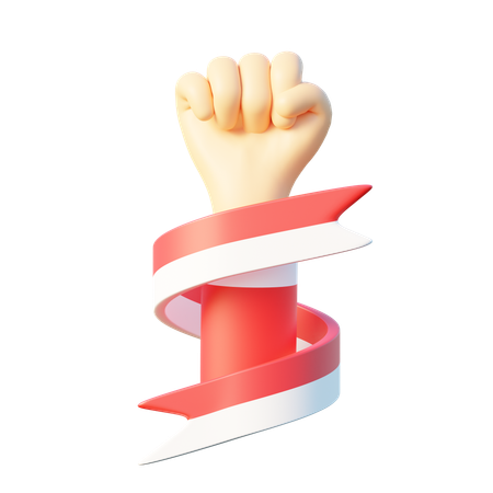 Raised Fist With Ribbon  3D Icon