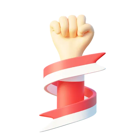 Raised Fist With Ribbon  3D Icon