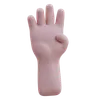Raises Four Fingers Hand Gesture