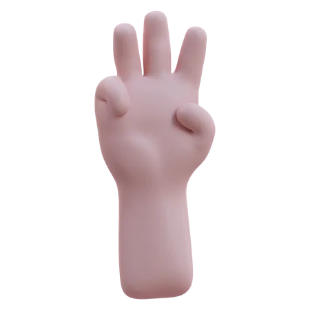 Raises Three Fingers Hand Gesture  3D Icon