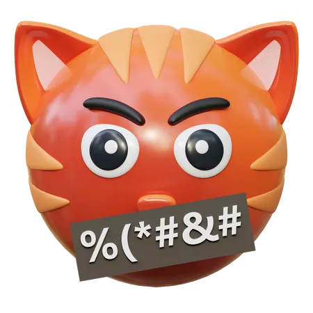 Raiva Rosto Expressao Gato Emoticon Adesivo 3 D Icone Ilustracao 3D Icon