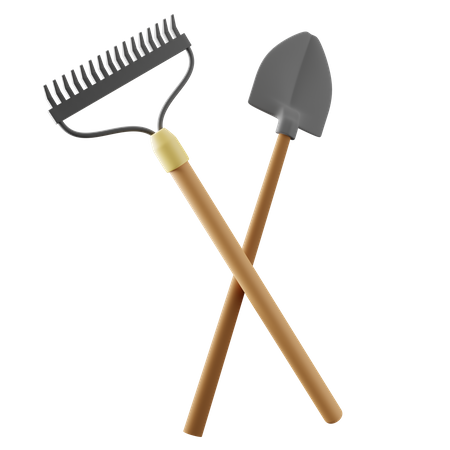 Rake And Shovel  3D Icon