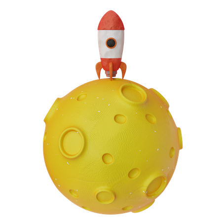 Rakete auf dem Mond  3D Icon