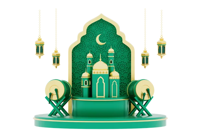 Pódio do Ramadã  3D Illustration