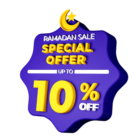 Ramadan 10 Percent Sale Badge  3D Icon