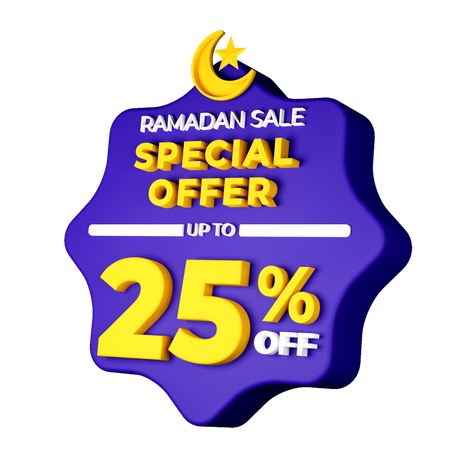 Ramadan 25 Percent Sale Badge  3D Illustration