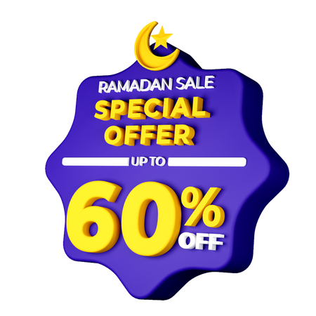 Ramadan 60 Prozent Rabatt-Abzeichen  3D Icon
