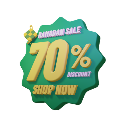 Ramadan 70 Percent Sale Badge  3D Icon