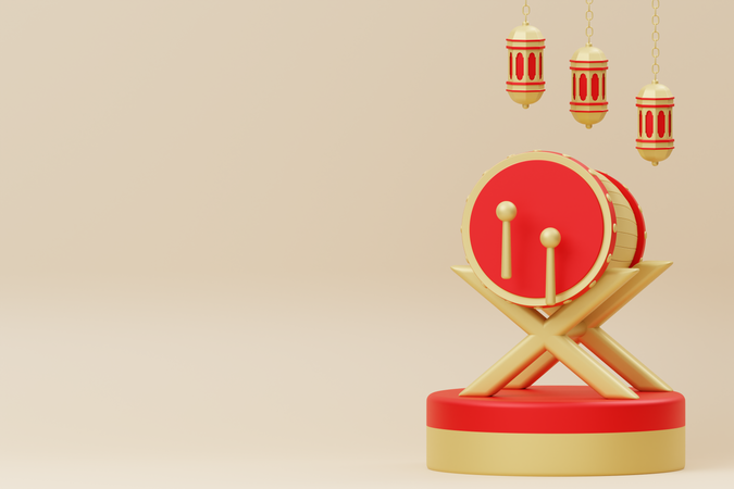 Ramadan Bedug podium 3D Illustration