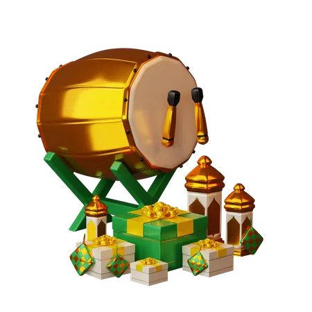 Ramadan Beduk et cadeau  3D Illustration