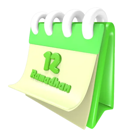 Ramadan Calendar 12 Date  3D Illustration