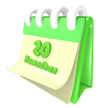 Ramadan Calendar 20 Date 3D Illustration