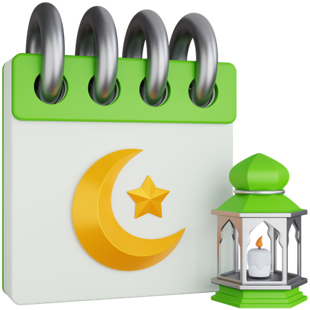 Ramadan Calendar with Lantern Lights  3D Icon