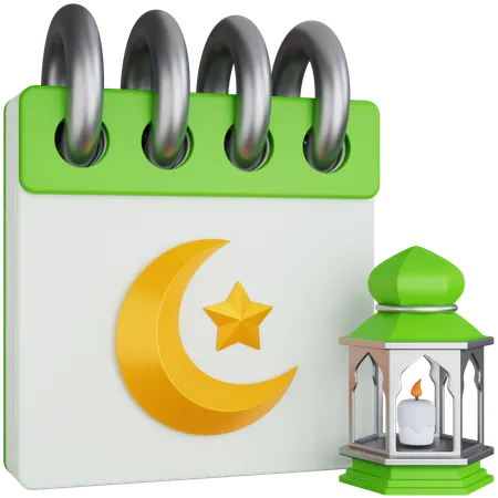 Ramadan Calendar with Lantern Lights  3D Icon