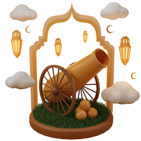 Ramadan Cannon 3D Illustration