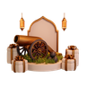 ramadan cannon and gift podium 3d logo