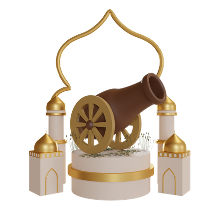 Ramadan Cannon Podium  3D Illustration