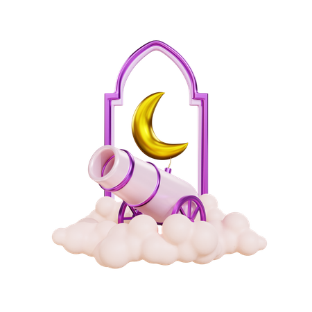 Ramadan Cannon Podium  3D Illustration