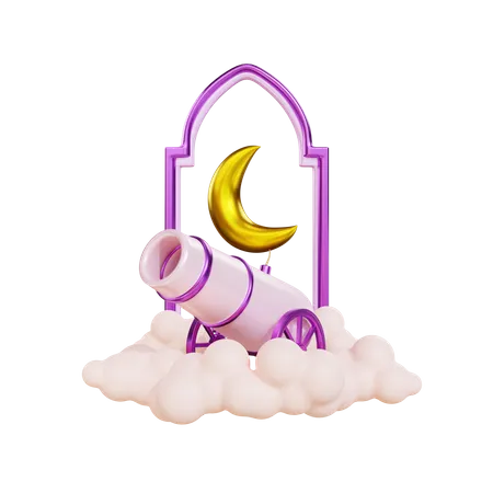 Ramadan Cannon Podium  3D Illustration