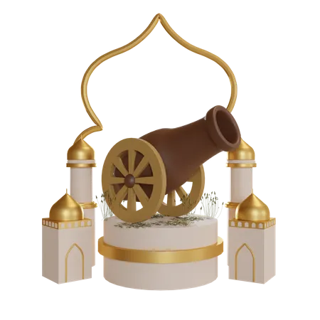 Ramadan Cannon Podium  3D Illustration