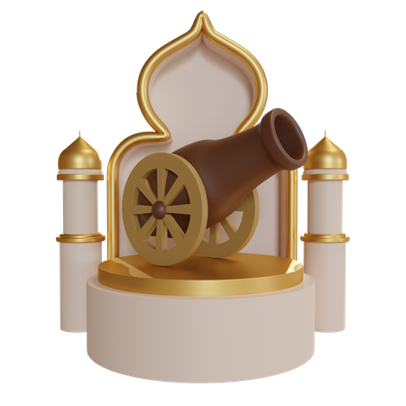 Ramadan Cannon Podium 3D Illustration