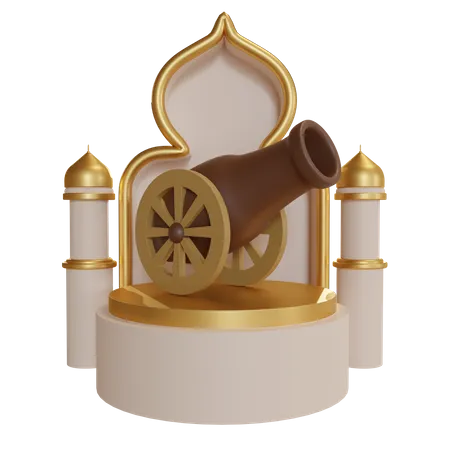 Ramadan Cannon Podium  3D Illustration