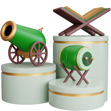 Ramadan Cannon With Drum And Quran 3D Icon