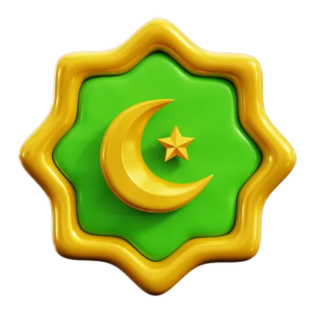 Crescent Moon With Middle East Islamic Ornament Decoration For Muslim Community Symbol Logo 3 D Icon Illustration Render Design 3D Icon