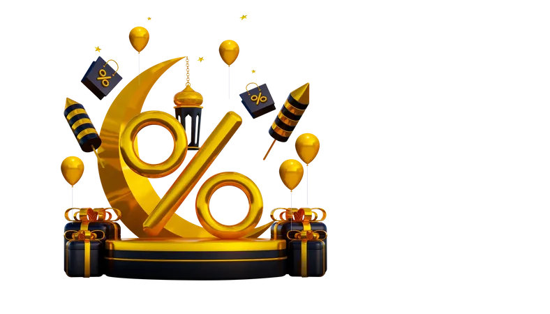 Ramadan Discount Podium  3D Illustration