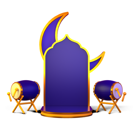 Ramadan Drum Podium  3D Illustration