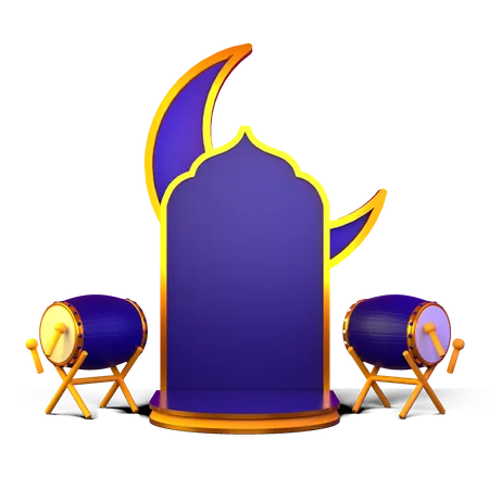 Ramadan Drum Podium  3D Illustration