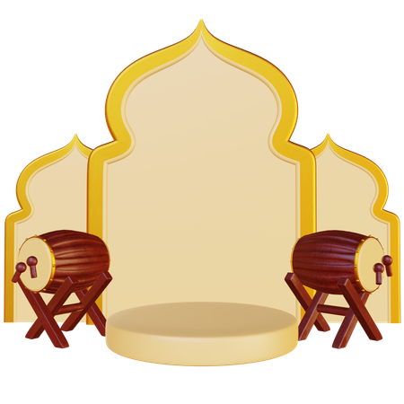 Ramadan Drum Podium  3D Illustration