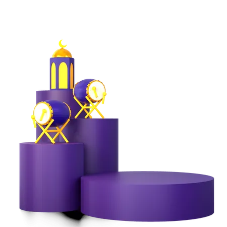 Ramadan Drum Podium  3D Illustration