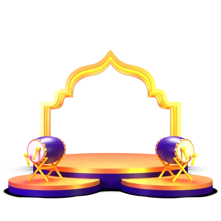 Ramadan Drum Podium  3D Illustration