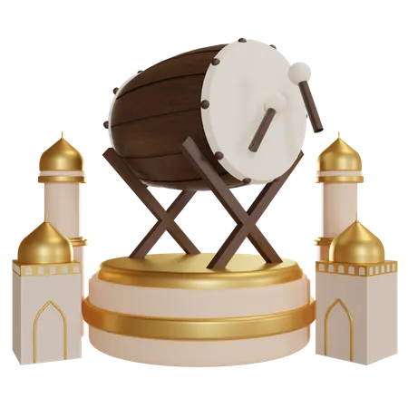 Ramadan Drum Podium  3D Illustration