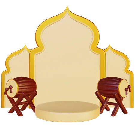 Ramadan Drum Podium  3D Illustration