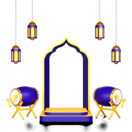 Ramadan Drum Podium 3D Illustration