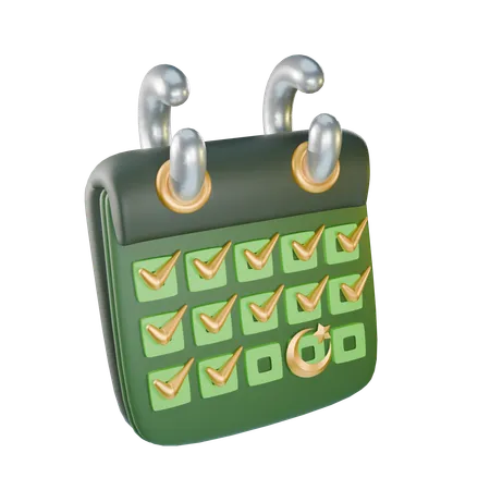 Ramadan Fasting Checklist Calendar  3D Icon