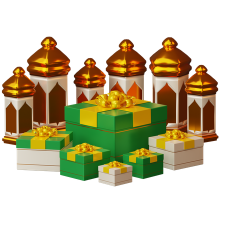 Ramadan Geschenk und Laterne  3D Illustration